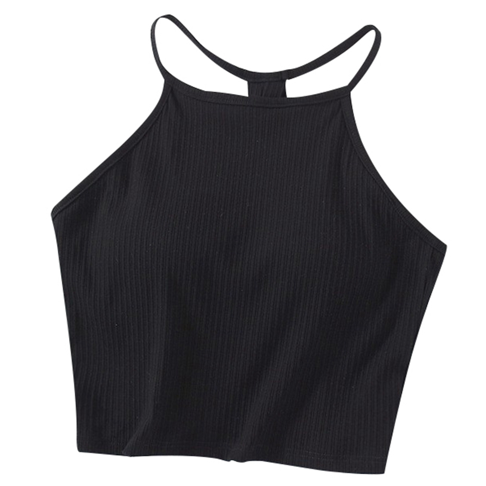 thumbnail image 1 of Camiseta sin mangas con hombreras de color liso para mujer - Sujetador de algodón con tirantes finos y cuello colgante, tallas S-XL, 1 of 4